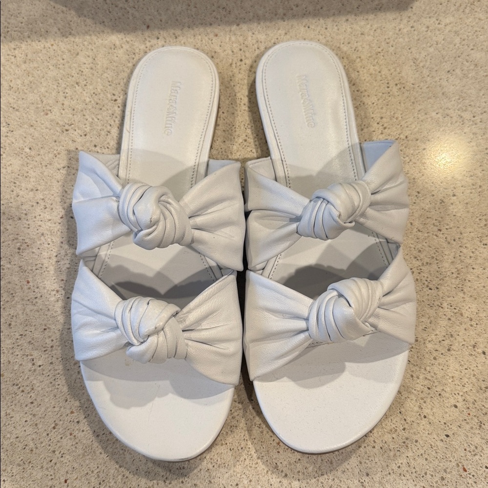 Mara & Mine Isabelle Leather Slide Knotted Slide White Leather Size 8 - Picture 2 of 8